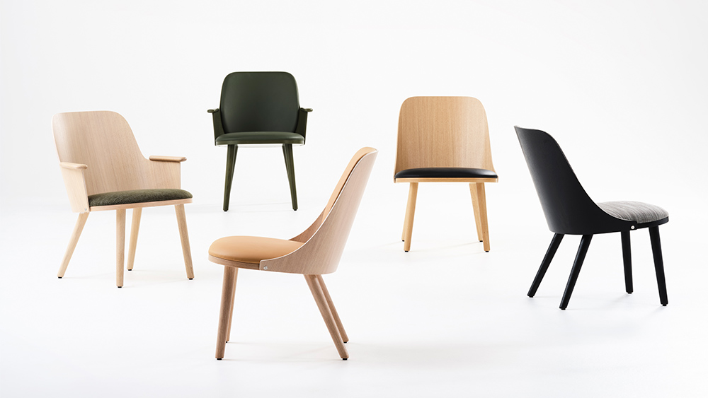 Sander easy chair, Meander sofa bench system, Rollo folding table, Ell magazine rack, Cap pedestal Karl Andersson Söner